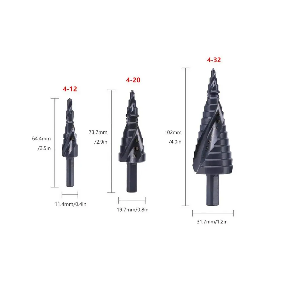 HSS Spiral Grooved Step Drill Bit Drilling Power Tools Hole Cutter Cone Drill Metal Drill Hole Cutter Step Cone Drill Bit
HSS Spiral Grooved Step Drill Bit Drilling Power Tools Hole Cutter Cone Drill Metal Drill Hole Cutter Step Cone Drill Bit