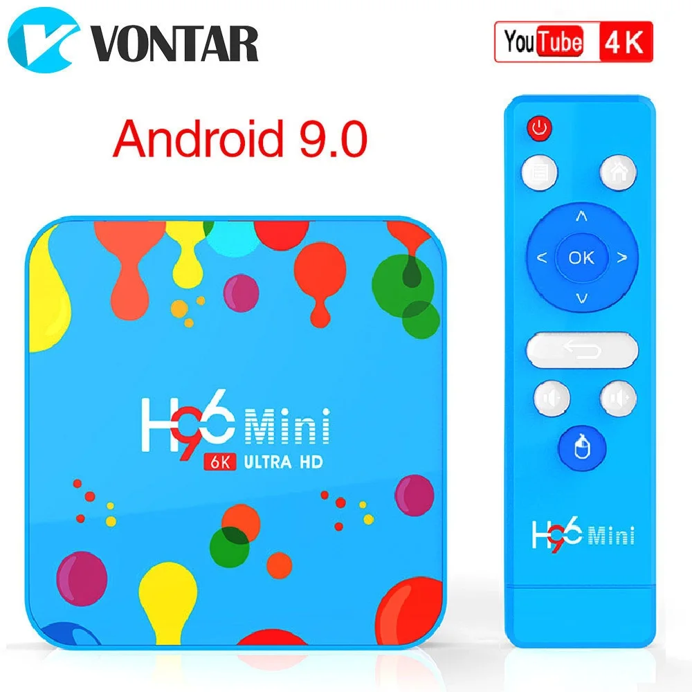 VONTAR 4 Гб 128 ГБ H96 Мини Смарт ТВ коробка Android 9 0 Allwinner H6 четырехъядерный 6K H.265 Wifi Youtube