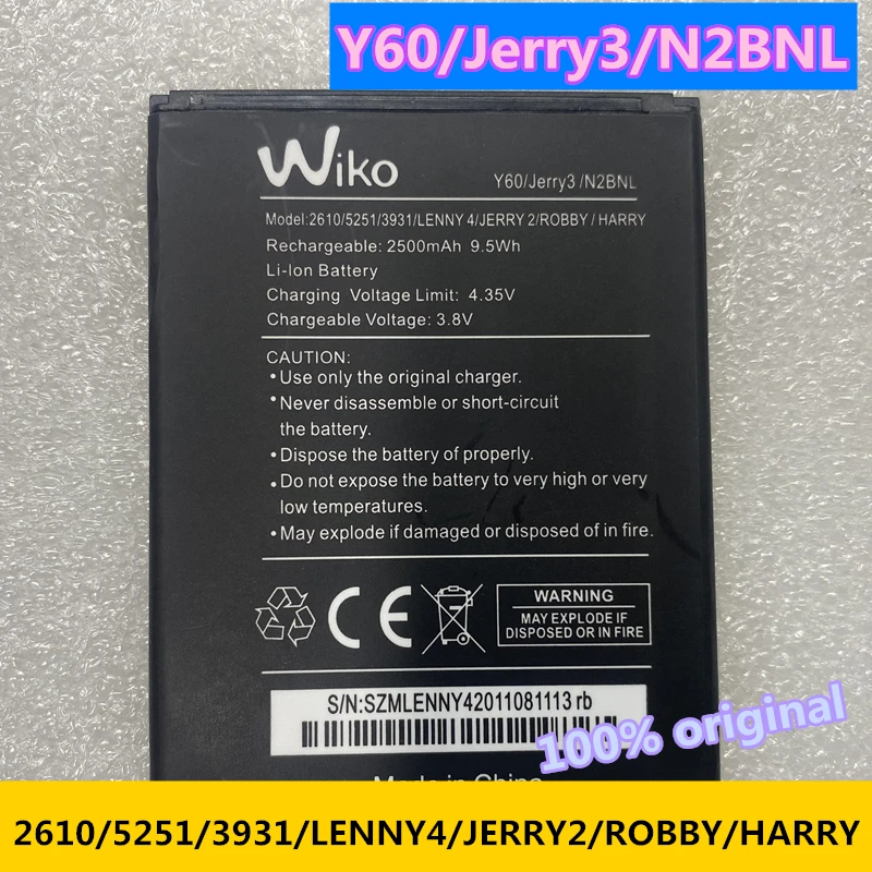 

Original 2500mAh Battery for WIKO 3913 Lenny 4 ,Lenny4 Plus 4+,2610 5251 3931 JERRY 2 3 Jerry2 Jerry3 Robby Harry Tommy 3 Y60