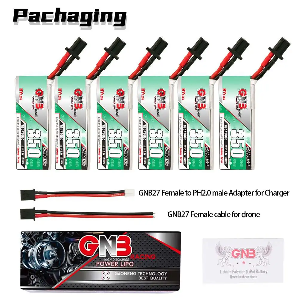 1/4/6 шт Gaoneng GNB 3,8 V 350mAh 70C 1S LiPo батарея для FPV Racing Drone RC Quadcopter GNB27 Plug аксессуары запасные части
1/4/6 шт Gaoneng GNB 3,8 V 350mAh 70C 1S LiPo батарея для FPV Racing Drone RC Quadcopter GNB27 Plug аксессуары запасные части