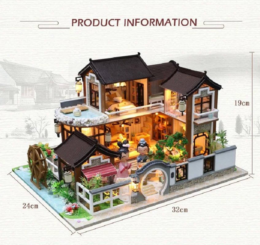 Mini Wooden dollhouse Difficult assembly Chinese style courtyard building diy miniature kit doll house toys for children
Mini Wooden dollhouse Difficult assembly Chinese style courtyard building diy miniature kit doll house toys for children