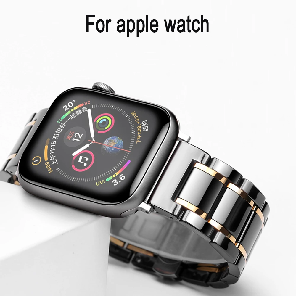 Керамический ремешок watcn для Apple Watch 4 5 44 мм 40 браслет iwatch 3 2 38 42 керамический из