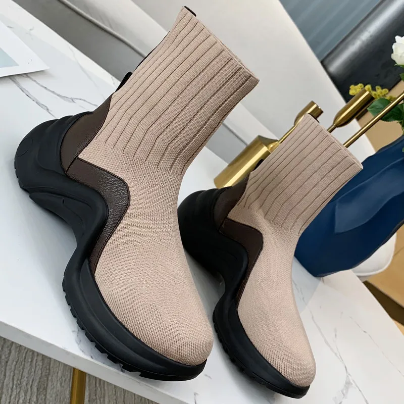 Knitting Woman Boots Winter Socks Boots Thick Bottom Shoes Women Genuine Leather Shoes Fashion Concise Ladies Boots Patchwork
Knitting Woman Boots Winter Socks Boots Thick Bottom Shoes Women Genuine Leather Shoes Fashion Concise Ladies Boots Patchwork