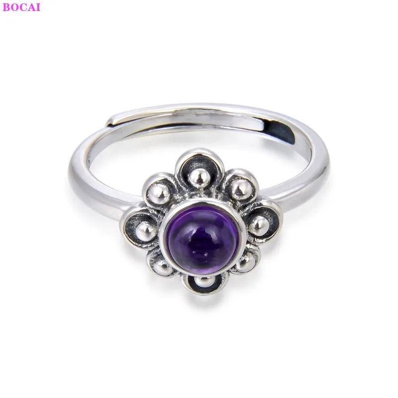 BOCAI 100% sterling silver S925 rings Fashion Thai silver Amethyst Topaz ring Simple Pure Argentum gemstone jewelry for women
BOCAI 100% sterling silver S925 rings Fashion Thai silver Amethyst Topaz ring Simple Pure Argentum gemstone jewelry for women
