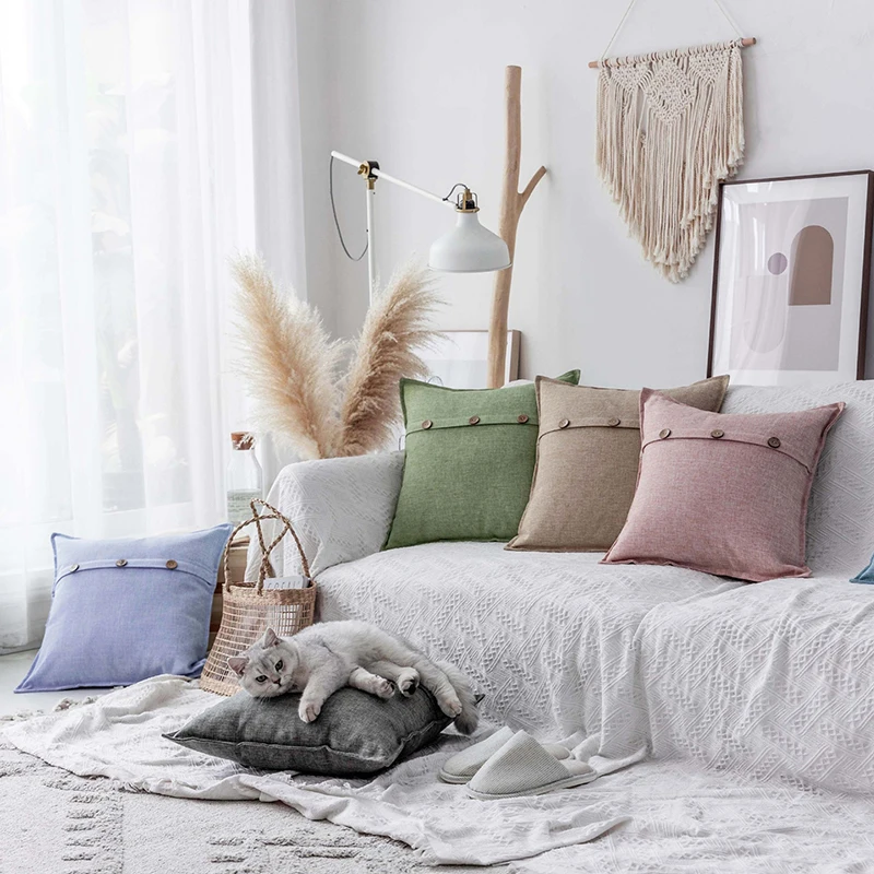 Linen Button Cushion Cover Solid Color Pillowcase Simple all-match Comfortable Pillow Covers Decorative For Sofa Car Chair
Linen Button Cushion Cover Solid Color Pillowcase Simple all-match Comfortable Pillow Covers Decorative For Sofa Car Chair