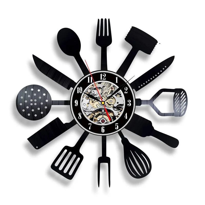 Kitchen Vinyl Record Wall Clock Modern Design Knife and Fork Time Clock with 7 Colors Cahnge 3D Wall Watch Home Decor
Kitchen Vinyl Record Wall Clock Modern Design Knife and Fork Time Clock with 7 Colors Cahnge 3D Wall Watch Home Decor