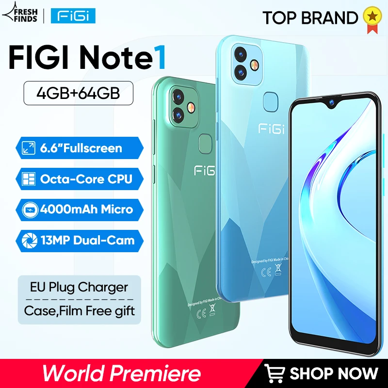 

unlock phone FIGI Note 1 Smartphone 6.6inch Display 4000mAh Battery MTK Helio P25 Octa Core 4GB 64GB Mobile phone 13MP Dual Cam