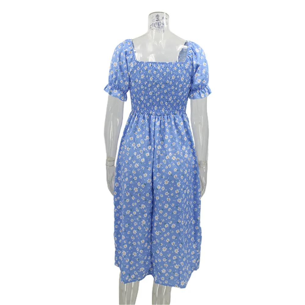 Women Floral Beach Split Summer Dress Square Collar Short Sleeve Midi Dresses Holiday Sundress Printed Vestidos Female Clothing
Women Floral Beach Split Summer Dress Square Collar Short Sleeve Midi Dresses Holiday Sundress Printed Vestidos Female Clothing