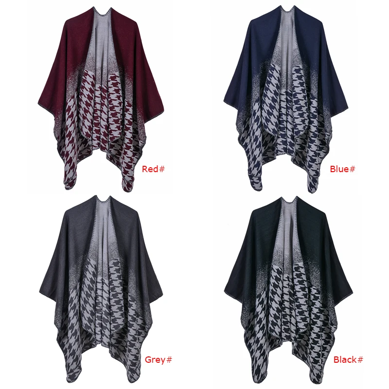 2020 Fashion Scarves Women Poncho Scarf Cardigan Houndstooth Pattern Vintage Warm Cape Shawl Long Scarf Female Pashmina Outwear
2020 Fashion Scarves Women Poncho Scarf Cardigan Houndstooth Pattern Vintage Warm Cape Shawl Long Scarf Female Pashmina Outwear