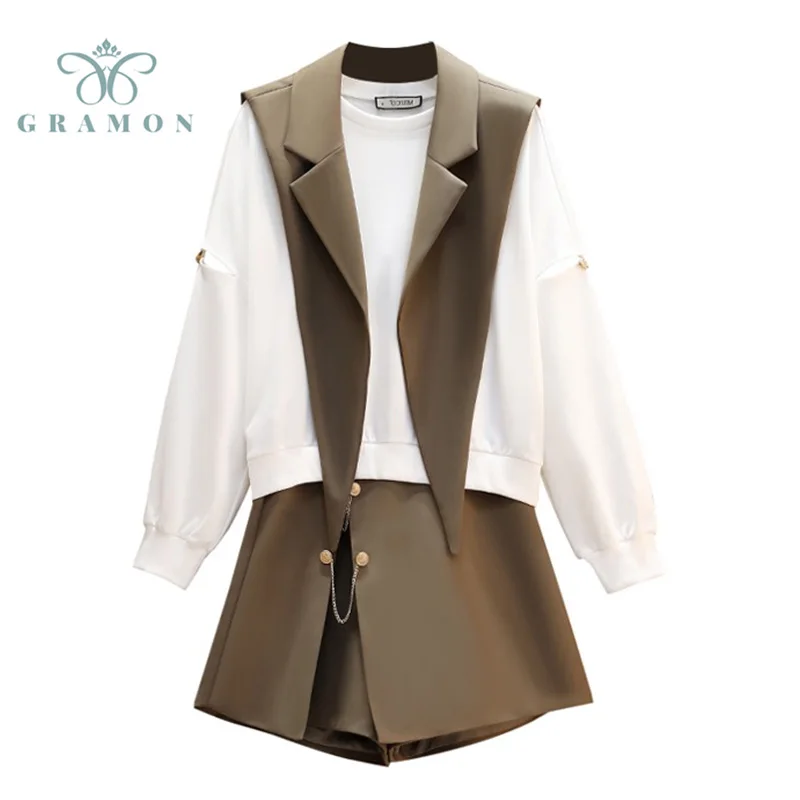Women Shorts Sets Plus Size 3 Piece Suit Hollow Out Long Sleeve Tops With Shawl+High Waist Shorts Skirts 2021 Autumn Outfit New
Women Shorts Sets Plus Size 3 Piece Suit Hollow Out Long Sleeve Tops With Shawl+High Waist Shorts Skirts 2021 Autumn Outfit New