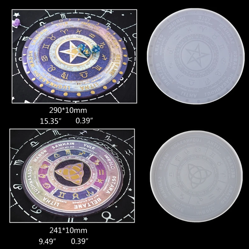 

4Pcs Astrology Board Resin Mold Sun Moon Star Tarots Card Tray Mold Witchcraft