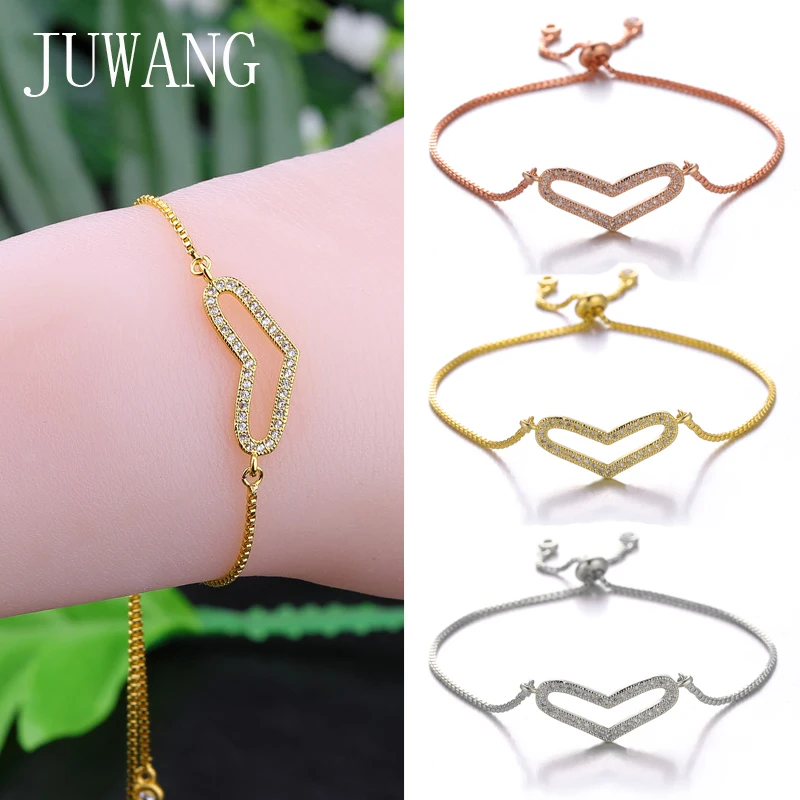 JUWANG New Fashion DIY Chain Bracelets For Women Zirconia Pave Setting Hear Style Charm Adjustable Bracelet Jewelry For Gifts
JUWANG New Fashion DIY Chain Bracelets For Women Zirconia Pave Setting Hear Style Charm Adjustable Bracelet Jewelry For Gifts