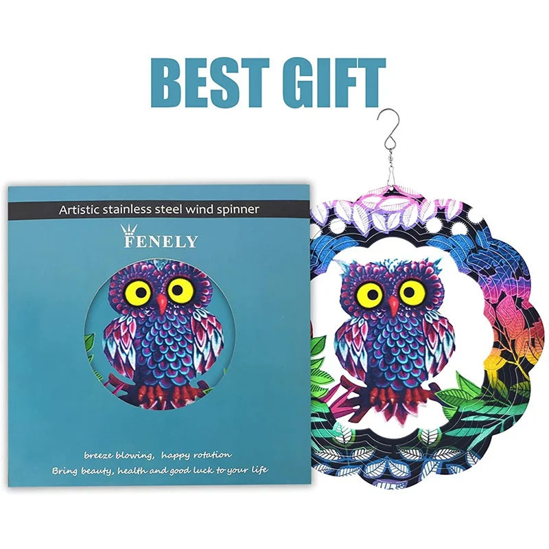 Stainless steel 3D three-dimensional dynamic rotating wind chime heart-shaped owl garden decoration wind chime #
Stainless steel 3D three-dimensional dynamic rotating wind chime heart-shaped owl garden decoration wind chime #