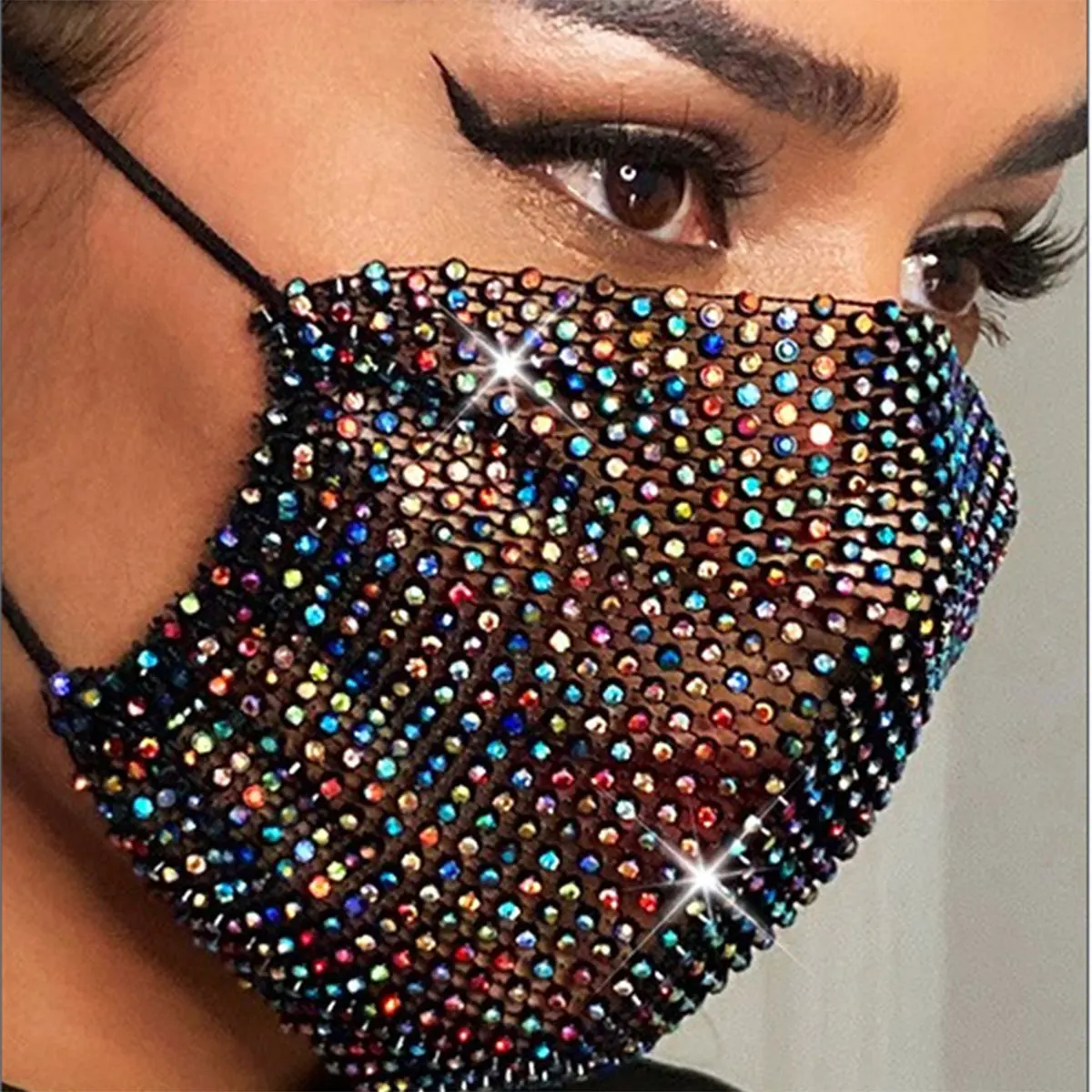 Womens Bling Face Mask Mesh Sparkly Crystal Rhinestone Face Cover Mouth Covering Masquerade Ball Party Nightclub Mouth Cover
Womens Bling Face Mask Mesh Sparkly Crystal Rhinestone Face Cover Mouth Covering Masquerade Ball Party Nightclub Mouth Cover