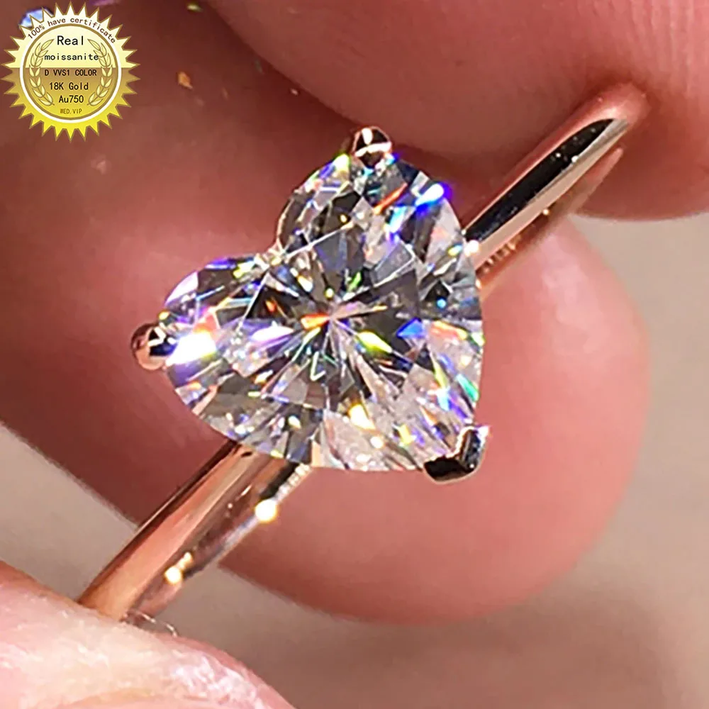 

10K Au417 кольцо из розового золота DVVS Муассанит Бриллианты 1 2 3 4 5 карат кольцо в форме сердца для свадебной вечеринки помолвки юбилея