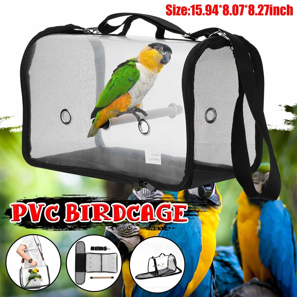 Portable Clear Bird Cage Lightweight PVC Breathable Bird Parrots Cage Airy Travel Bag Easy Cleaning Pet Supply
Portable Clear Bird Cage Lightweight PVC Breathable Bird Parrots Cage Airy Travel Bag Easy Cleaning Pet Supply