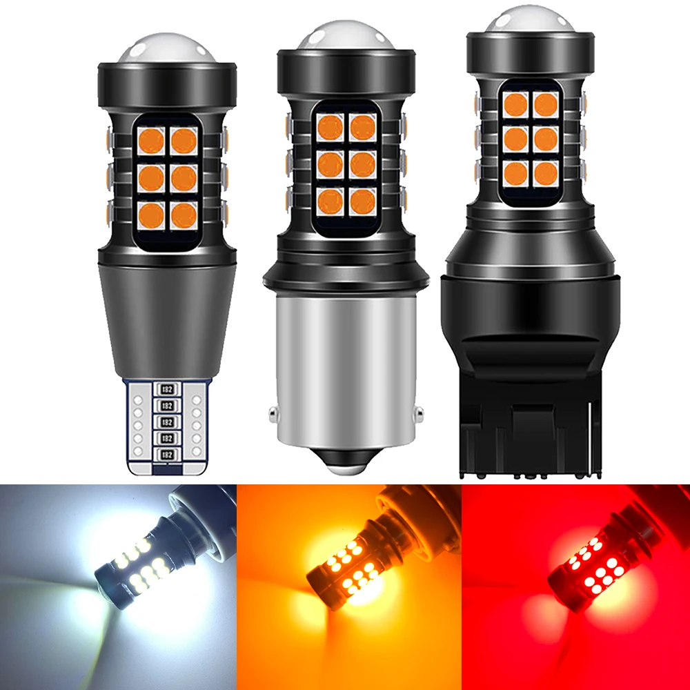 Светодиодная сигнальная лампа T20 W21W 1156 Canbus 7440 7443 W21/5W WY21W 27 SMD T25 3157 Led P27/7W P27W 3156 DRL