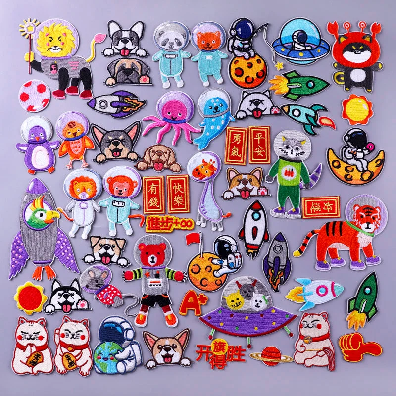 Prajna Cartoon Cat Dog Self-adhesive Embroidery Cloth Stickers On Clothes Animal Astronaut Patches For Clothing Rocket Applique
Prajna Cartoon Cat Dog Self-adhesive Embroidery Cloth Stickers On Clothes Animal Astronaut Patches For Clothing Rocket Applique