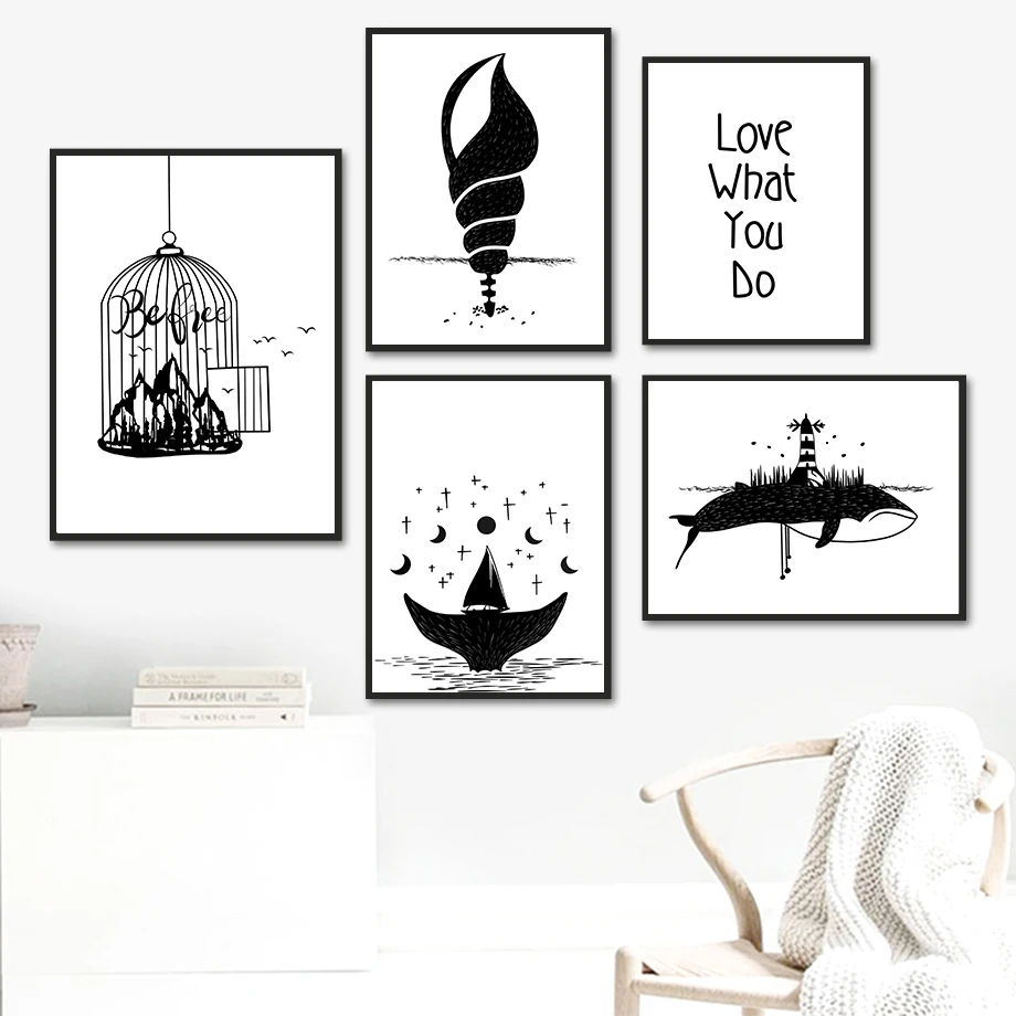 Black White Whale Conch Birdcage Moon Wall Art Canvas Painting Nordic Posters And Prints Wall Pictures For Living Room Decor
Black White Whale Conch Birdcage Moon Wall Art Canvas Painting Nordic Posters And Prints Wall Pictures For Living Room Decor