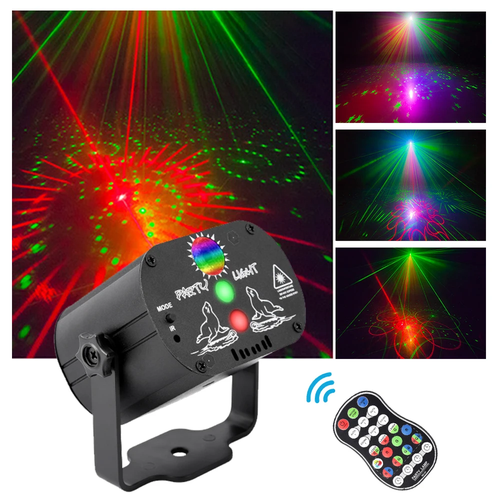 Mini RGB Disco Light USB Rechargeable 60 Patterns Lamp DJ LED Laser Stage Projector Wedding Birthday KTV Ball Party Lights | Освещение