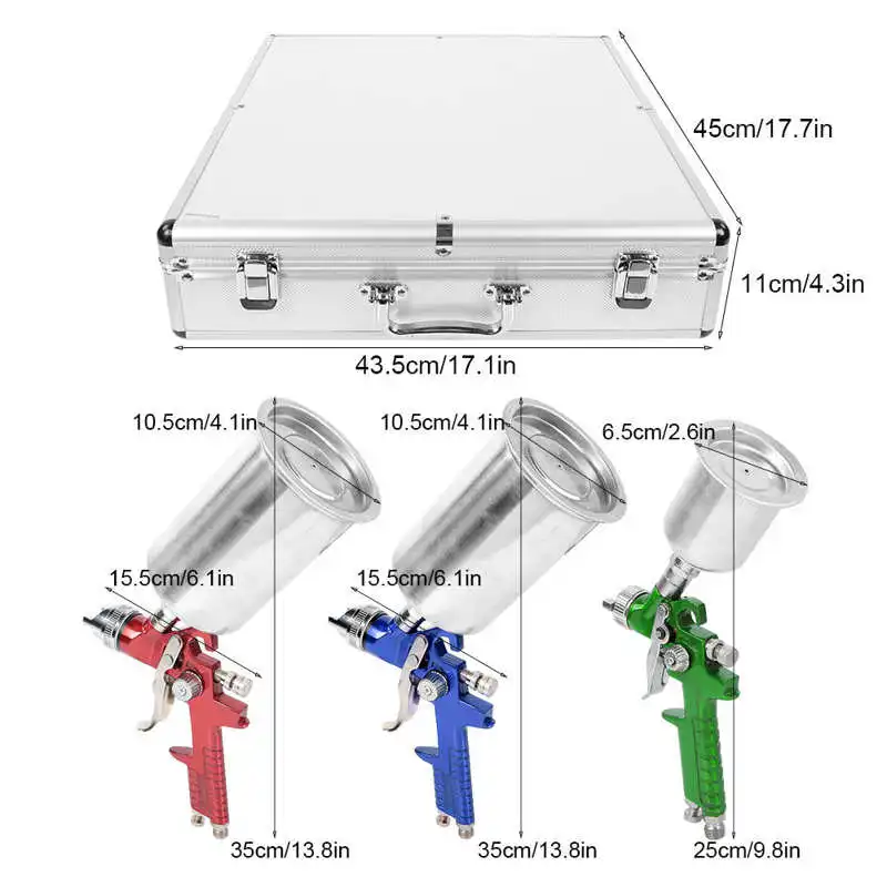 Spray Gun 3pcs HVLP Mini Spray Paint Gun Kit Auto Air Sprayer Gravity Feed Type 1.0 1.4 1.7 Nozzle Spray Paint
Spray Gun 3pcs HVLP Mini Spray Paint Gun Kit Auto Air Sprayer Gravity Feed Type 1.0 1.4 1.7 Nozzle Spray Paint