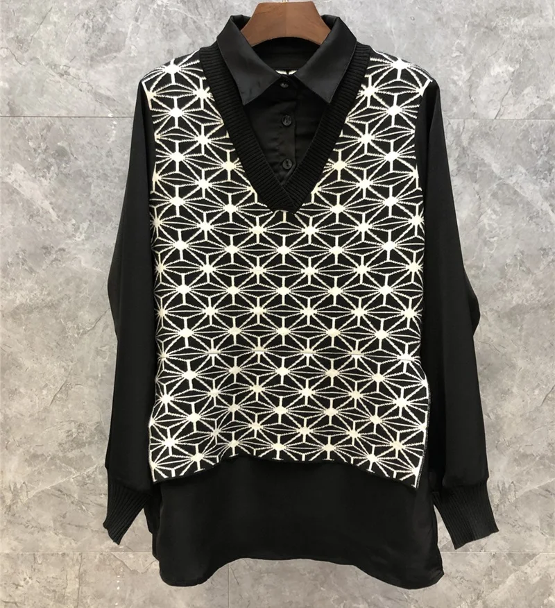 One Piece Sweater 2021 Autumn Winter Pullovers Women Turn-down Collar Knitted Patchwork Long Sleeve Casual Loose Sweater Tops
One Piece Sweater 2021 Autumn Winter Pullovers Women Turn-down Collar Knitted Patchwork Long Sleeve Casual Loose Sweater Tops