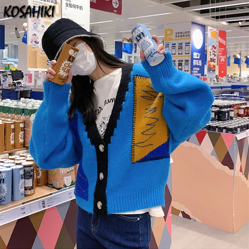 KOSAHIKI Autumn Winter Sweater Cardigan Female Jacket Vintage Style Contrast Clolr Cardigans Knitwear Women Harajuku Jumper
KOSAHIKI Autumn Winter Sweater Cardigan Female Jacket Vintage Style Contrast Clolr Cardigans Knitwear Women Harajuku Jumper