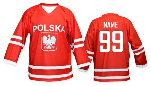 Team Poland white red MEN'S Hockey Jersey Embroidery Stitched Customize any number and name 
Team Poland white red MEN'S Hockey Jersey Embroidery Stitched Customize any number and name