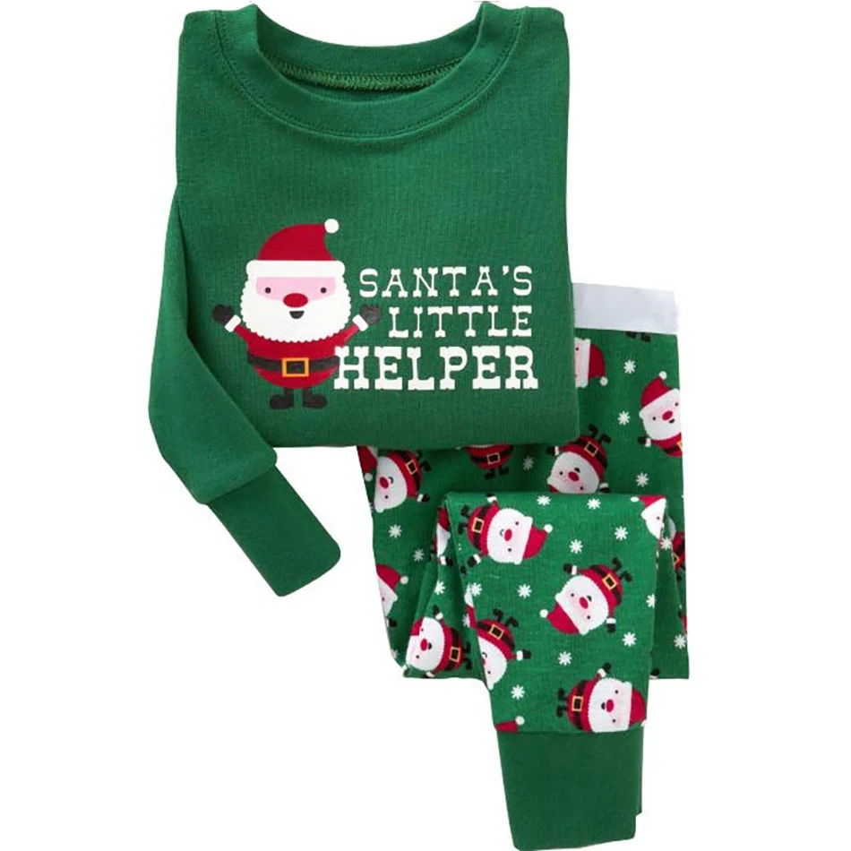 Детский Рождественский пижамный комплект осень зима для девочек и мальчиков