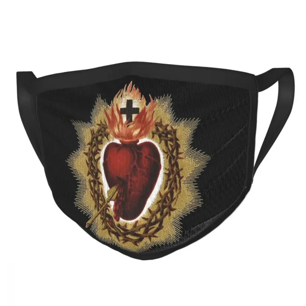 

Sacred Heart Of Jesus Catholic Non-Disposable Mouth Face Mask Anti Haze Dustproof Mask Protection Cover Respirator Mouth Muffle