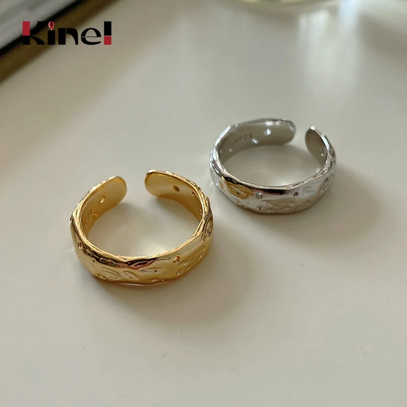 Kinel 2020 New arrival 925 Silver Ring Irregular Handmade Concave Convex Open Wide Rings For Women Europe Fine Jewelry
Kinel 2020 New arrival 925 Silver Ring Irregular Handmade Concave Convex Open Wide Rings For Women Europe Fine Jewelry