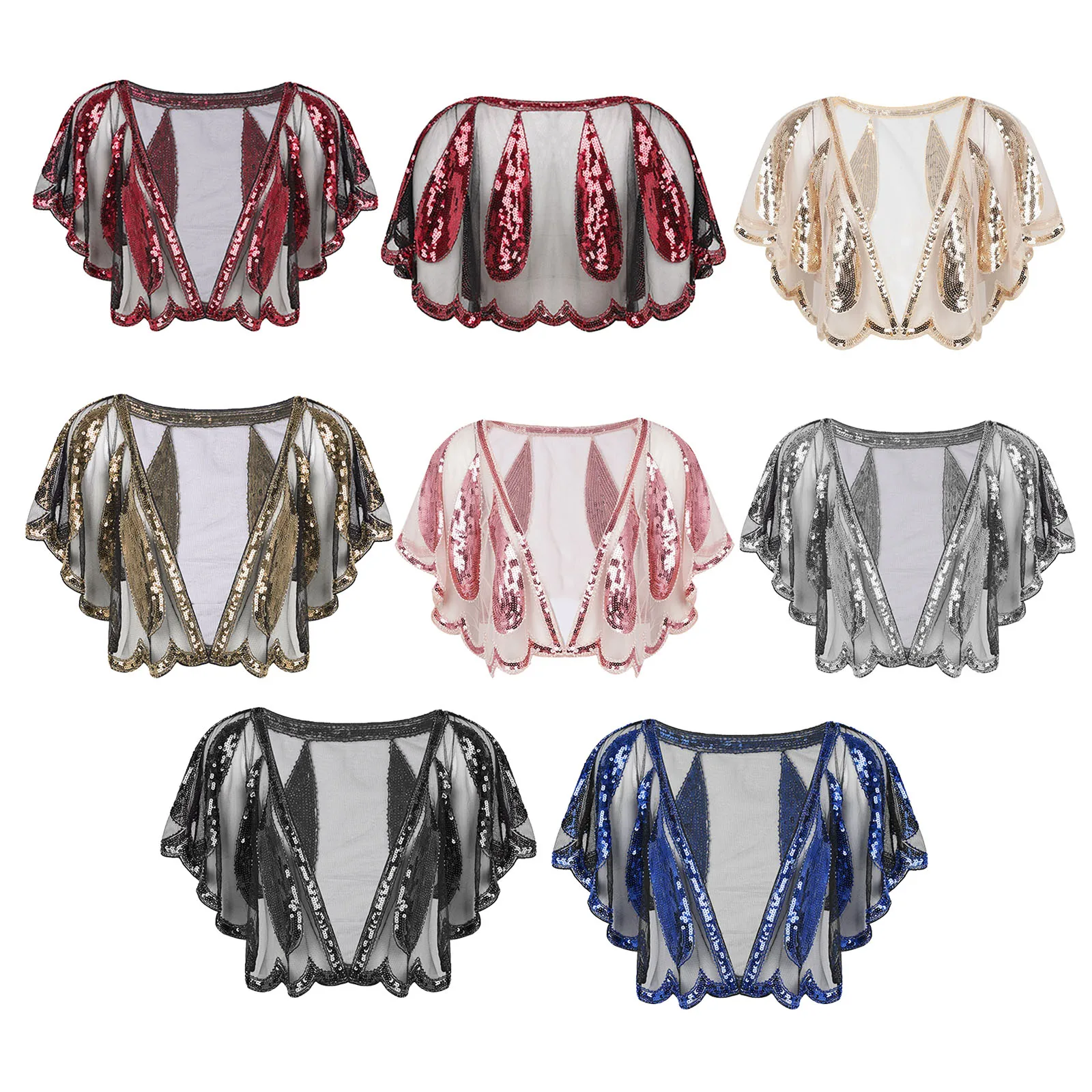 Women's Ladies 1920s Glittering Sequins Beaded Bolero Shawl Cardigan Wrap Evening Dresses Wedding Bridal Boleros Covers Up
Women's Ladies 1920s Glittering Sequins Beaded Bolero Shawl Cardigan Wrap Evening Dresses Wedding Bridal Boleros Covers Up