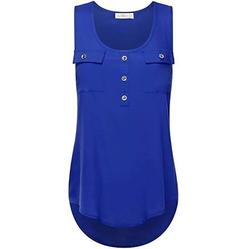Women Solid Color Scoop Neck Sleeveless Pockets Buttons Tank Top Vest Loose Ladies Blouse Top
Women Solid Color Scoop Neck Sleeveless Pockets Buttons Tank Top Vest Loose Ladies Blouse Top