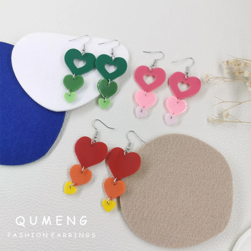 QUMENG Y2K Simplicity Geometric Jewelry Multiple Layers Long Section Color Contrast Heart-Shaped Acrylic Pendant Tassel Earrings
QUMENG Y2K Simplicity Geometric Jewelry Multiple Layers Long Section Color Contrast Heart-Shaped Acrylic Pendant Tassel Earrings