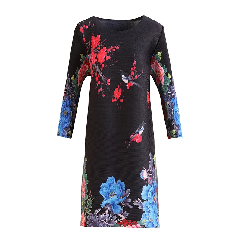 Plus Size Dress Vintage Chinese Style Printed Spring Round Neck 3/4Sleeve Black Dress Above The Knees For Women's Weight 45-75kg
Plus Size Dress Vintage Chinese Style Printed Spring Round Neck 3/4Sleeve Black Dress Above The Knees For Women's Weight 45-75kg