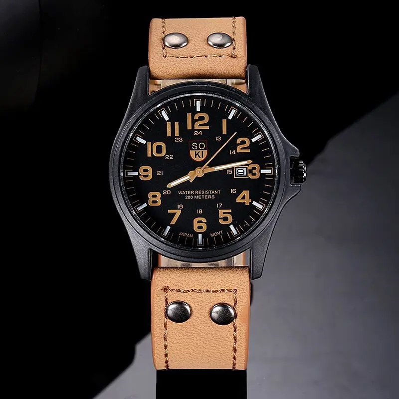 2021 New SOKI Casual Quartz Calendar Men's Watch Fashion Leather Strap Military Watch Student Sports Watch Religio Masculino
2021 New SOKI Casual Quartz Calendar Men's Watch Fashion Leather Strap Military Watch Student Sports Watch Religio Masculino