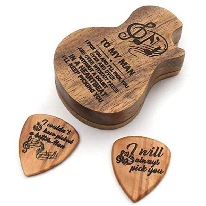 

Guitar Pick Box Holder,Guitar Picks Case with 2 Pcs Wood Picks,for Guitar Picks Storage,for Jazz/Guitar/Ukulele/Bass,Etc