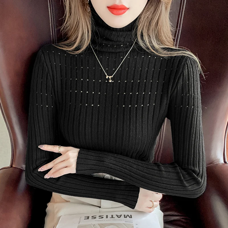 Women Winter Sweaters Bling Striped Turtle neck Slim Solid Black Basic T-Shirt Tops Female New Fashion Autumn Winter Casual Tees
Women Winter Sweaters Bling Striped Turtle neck Slim Solid Black Basic T-Shirt Tops Female New Fashion Autumn Winter Casual Tees
