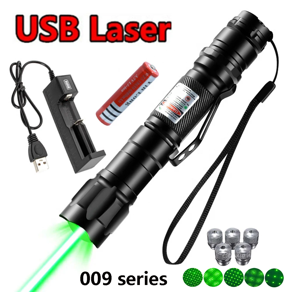High-power green laser pointer 5 milliwatts adjustable focus 009 laser burner 8000m radiation with 18650 battery USB charger
High-power green laser pointer 5 milliwatts adjustable focus 009 laser burner 8000m radiation with 18650 battery USB charger