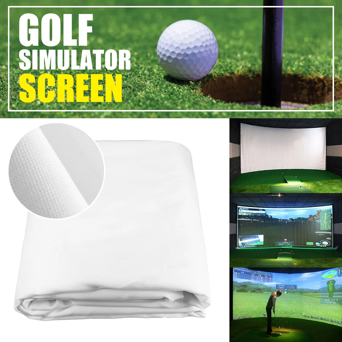 300cmx200cm Golf Ball Simulator Display Screen Indoor Training Impact Projection Screen White Cloth For Golf Exercise Target
300cmx200cm Golf Ball Simulator Display Screen Indoor Training Impact Projection Screen White Cloth For Golf Exercise Target