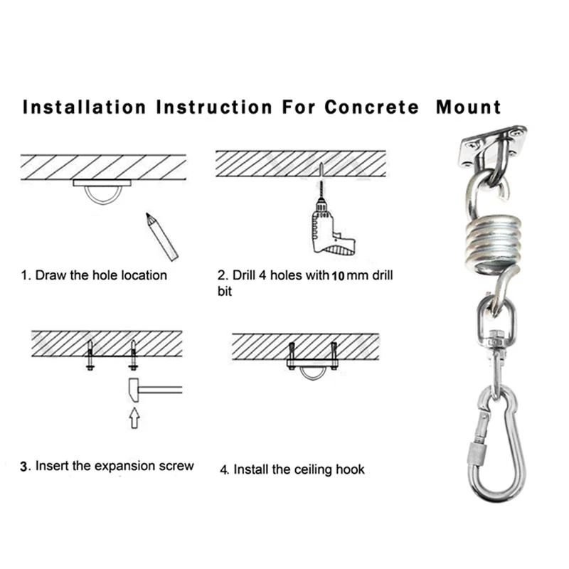 2Pcs Swivel Hooks for Hammock Swing Chairs Stainless Steel Hanging Seat Accessories Kit for Ceiling/Indoor/Outdoor
2Pcs Swivel Hooks for Hammock Swing Chairs Stainless Steel Hanging Seat Accessories Kit for Ceiling/Indoor/Outdoor