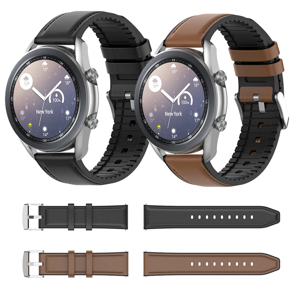 

For Samsung Galaxy Watch 3 Leather Silicone Strap Watch3 45mm 41mm Band Gear S3/Active 2/Galaxy 46mm Watchband Bracelet Belt