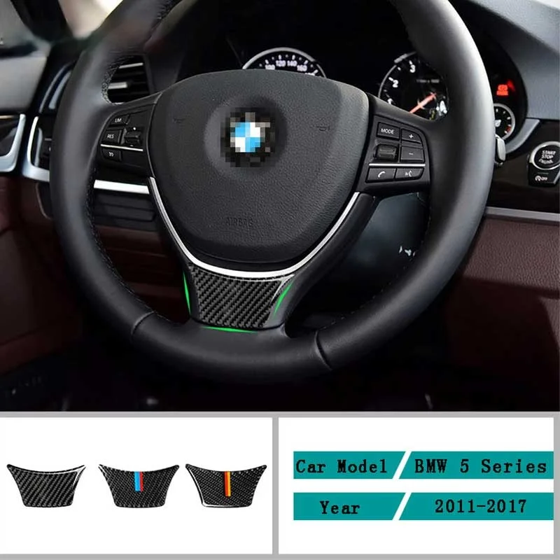 

Mutips car steering wheel panel cover carbon fiber sticker accessories auto for 5 serie BMW 5 series F10 F18 528 525li 2011-2017
