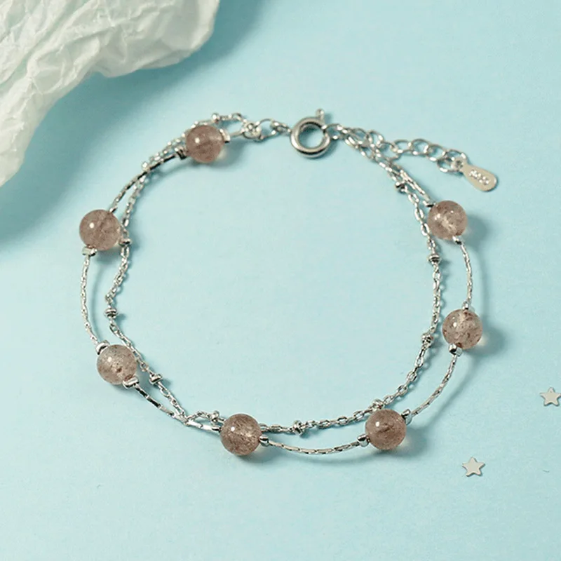 925 Sterling Silver Fashion Jewelry Double-Deck Pink Strawberry Crystal Moonstone Chain Women's Bracelet
925 Sterling Silver Fashion Jewelry Double-Deck Pink Strawberry Crystal Moonstone Chain Women's Bracelet