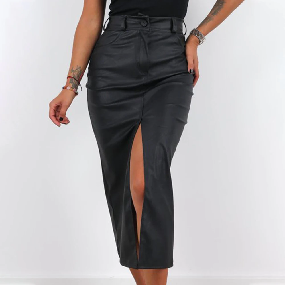 Pretty Fashion WetLook Pencil Skirt Women's Faux Leather Bodycon Skirt Ladies Fitted Stretch Shiny split front tube Skirt D30
Pretty Fashion WetLook Pencil Skirt Women's Faux Leather Bodycon Skirt Ladies Fitted Stretch Shiny split front tube Skirt D30