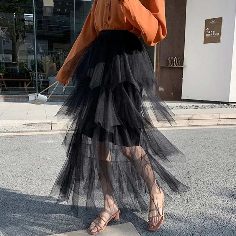 Elastic High Waist Irregular Tulle Midi Skirt Fashion Womens Mesh Tutu Maxi Pleated Long Skirt 2021 Faldas Mujer Moda Saias Jupe
Elastic High Waist Irregular Tulle Midi Skirt Fashion Womens Mesh Tutu Maxi Pleated Long Skirt 2021 Faldas Mujer Moda Saias Jupe