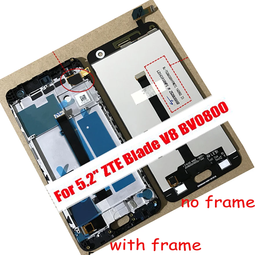 

ЖК-дисплей LTPro для ZTE Blade V8 BV0800, оригинальный дигитайзер сенсорного экрана с рамкой в сборе, хорошего качества, 5,2 дюйма
