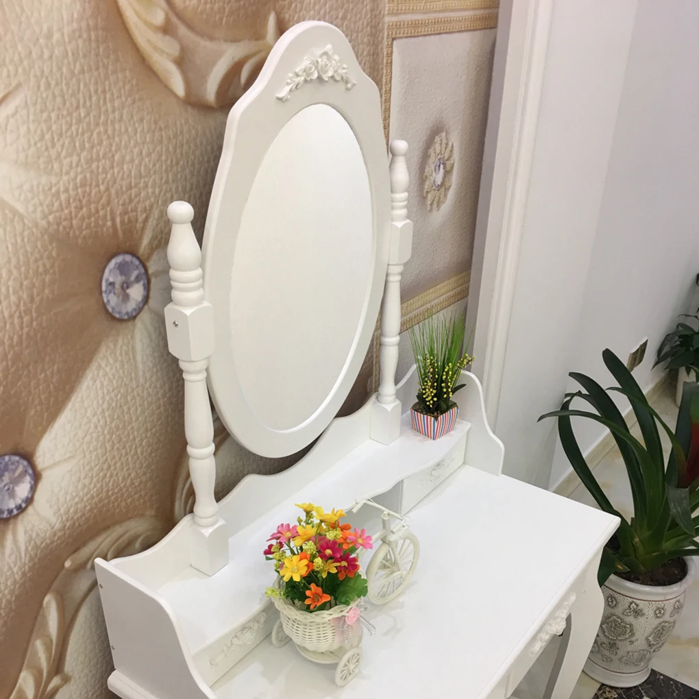 Modern 4-Drawer 360-Degree Rotation Removable Mirror Dresser Girls Women Bedroom Makeup Table
Modern 4-Drawer 360-Degree Rotation Removable Mirror Dresser Girls Women Bedroom Makeup Table