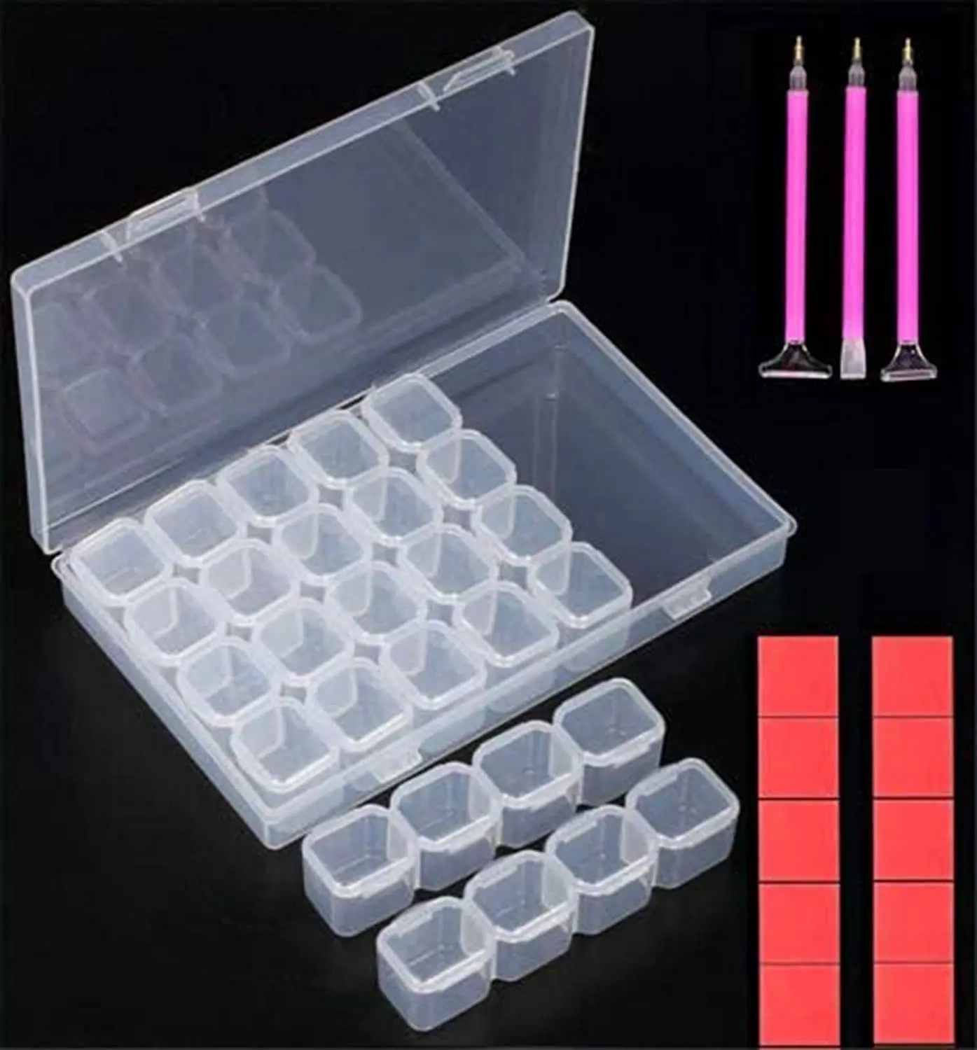 Diamond Painting Tools Sets With 28 Cells Plastic Storage Box Stickers Kit For Diamond Painting Embroidery Accessories Pen
Diamond Painting Tools Sets With 28 Cells Plastic Storage Box Stickers Kit For Diamond Painting Embroidery Accessories Pen