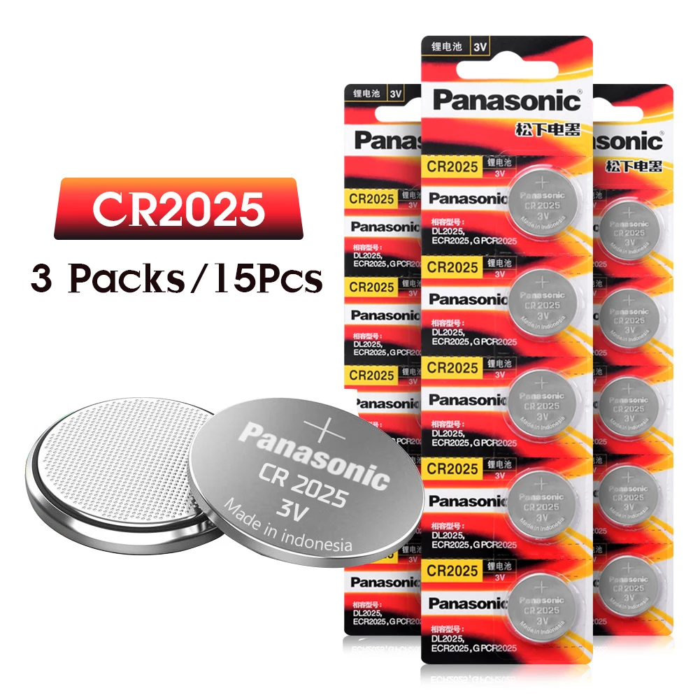 Panasonic 1-25Pcs CR2025 Button Cell Batteries For LED Lights Toys Watches Remote Control CR 2025 3V Lithium Dsposable Battery 
Panasonic 1-25Pcs CR2025 Button Cell Batteries For LED Lights Toys Watches Remote Control CR 2025 3V Lithium Dsposable Battery